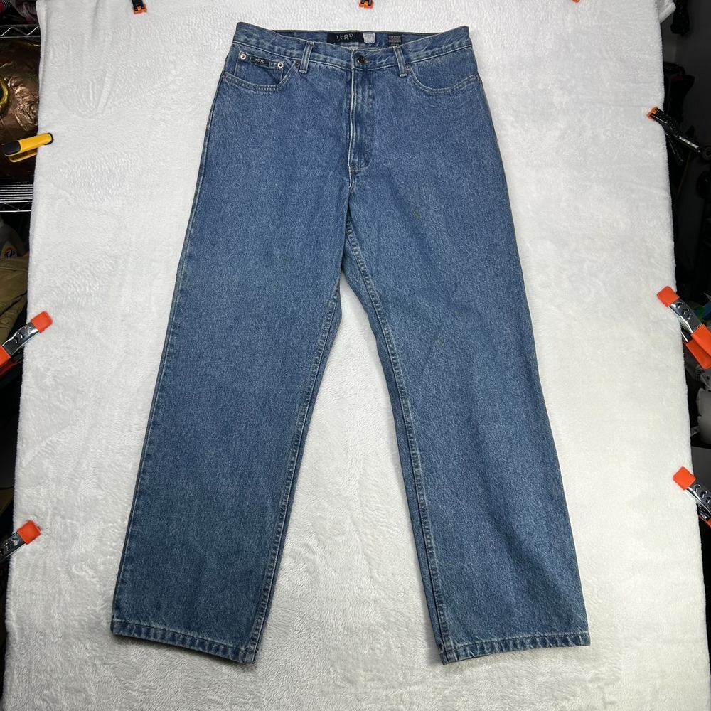 IZOD Jeans Mens Blue Denim Cotton Pockets Relaxed Fit Straight Zip Fly - 33X29.5